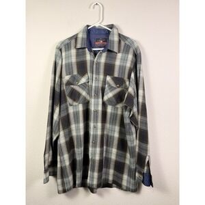 Backpacker Mens Acrylic Brushed Flannel Long Sleeve Shirt Plaid Brown Green XLT